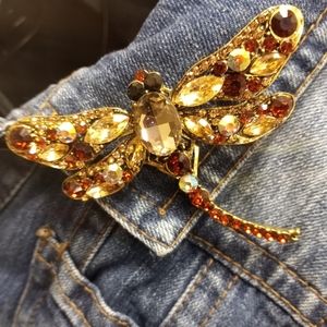 Coffee Rhinestoned 💎 Dragonfly Brooch